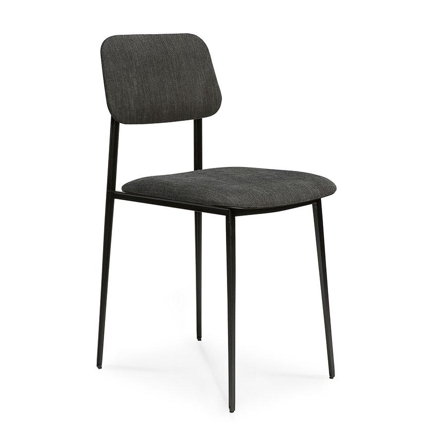 ETHNICRAFT set de 4 chaises DC (Gris foncé - Tissu et métal noir)