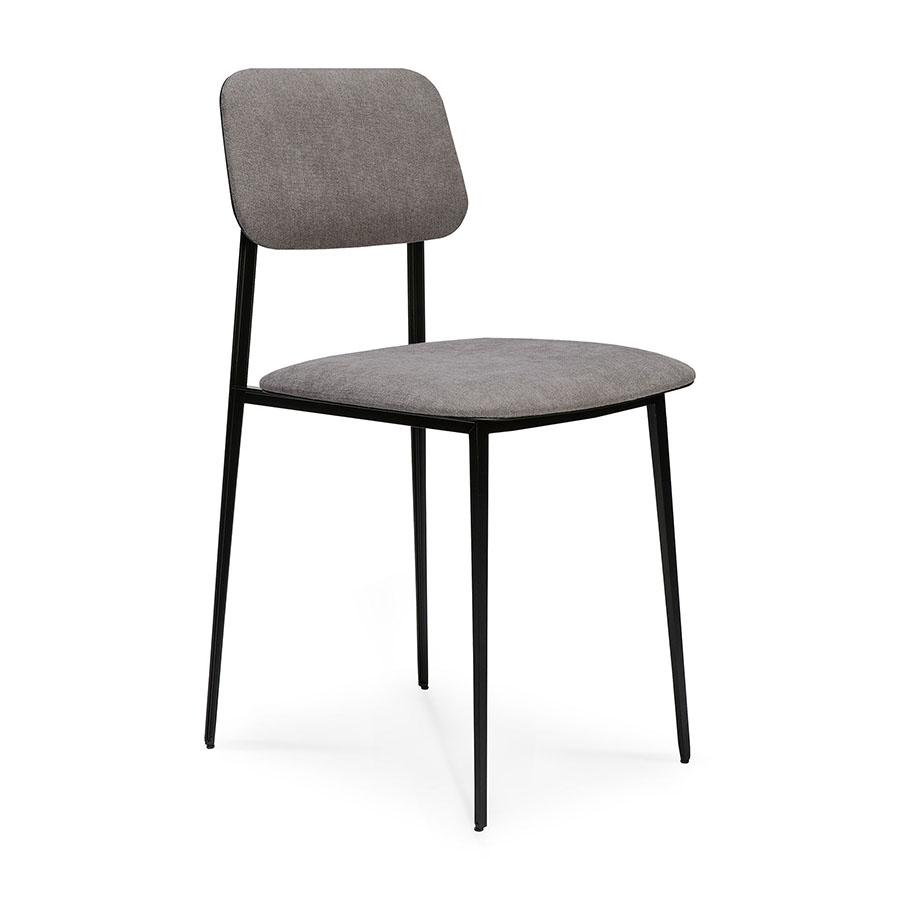 ETHNICRAFT set de 4 chaises DC (Gris clair - Tissu et métal noir)