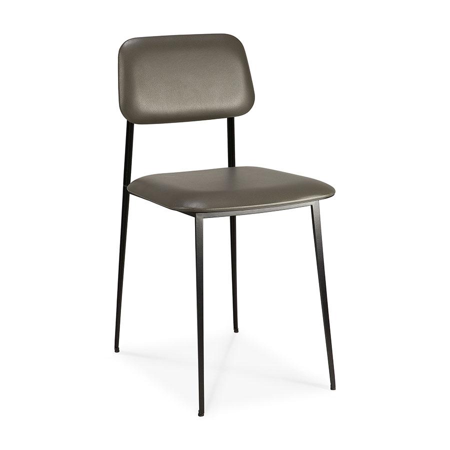 ETHNICRAFT set de 4 chaises DC (Vert olive - Cuir et métal noir)