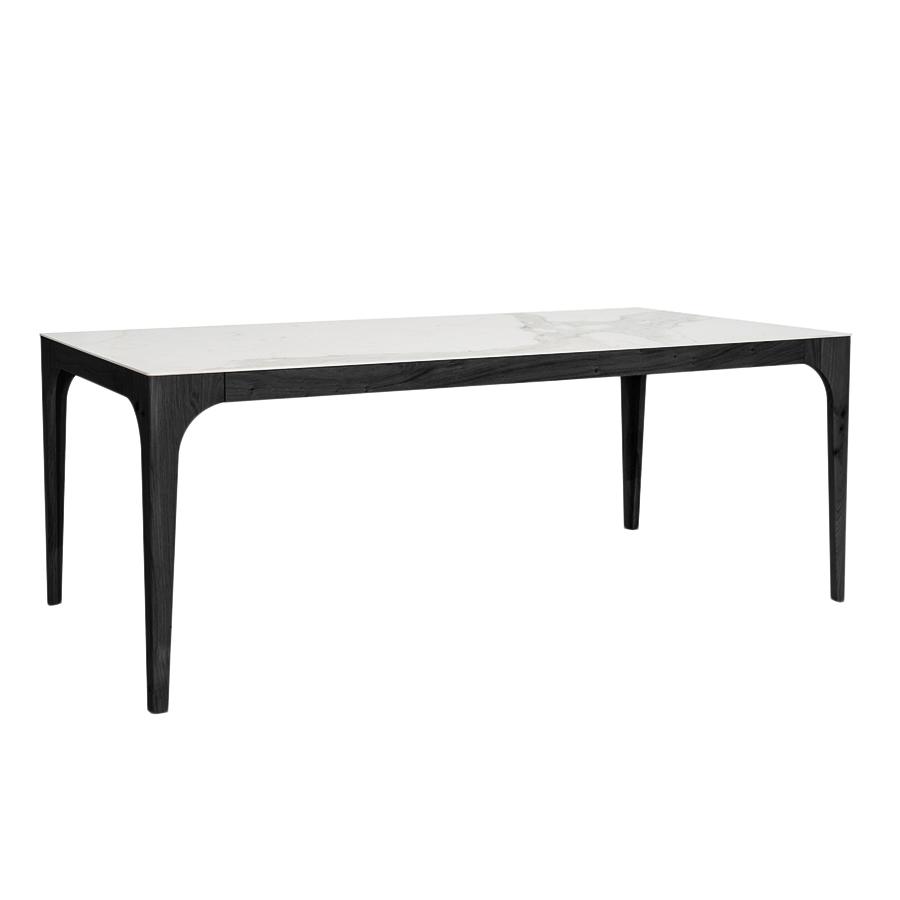 COLICO table extensible CARGO 200(250-300)x100 cm (Calacatta or brillant - Chêne noir absolu et Grès