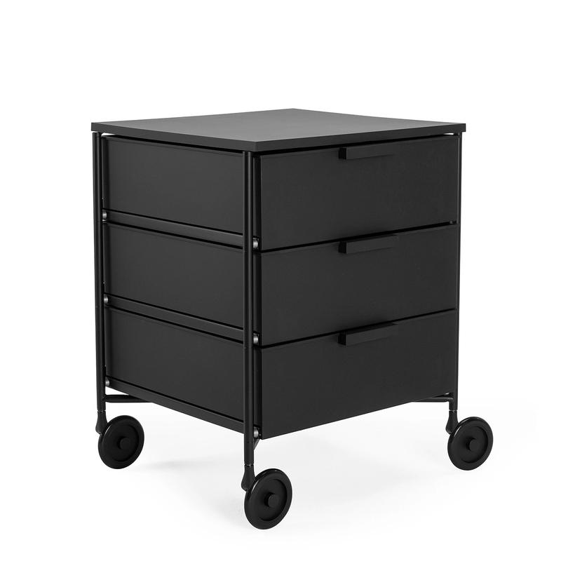 KARTELL meuble avec roues et 3 tiroirs MOBIL MAT (Noir mat - Technopolymère thermoplastique recyclé)