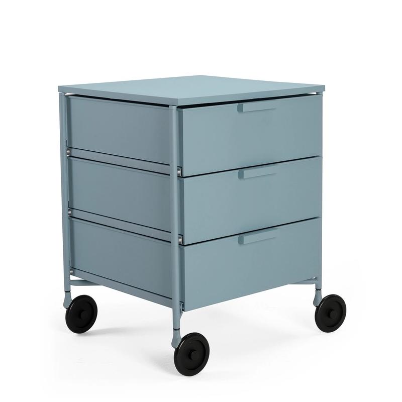 KARTELL meuble avec roues et 3 tiroirs MOBIL MAT (Bleu mat - Technopolymère thermoplastique recyclé)