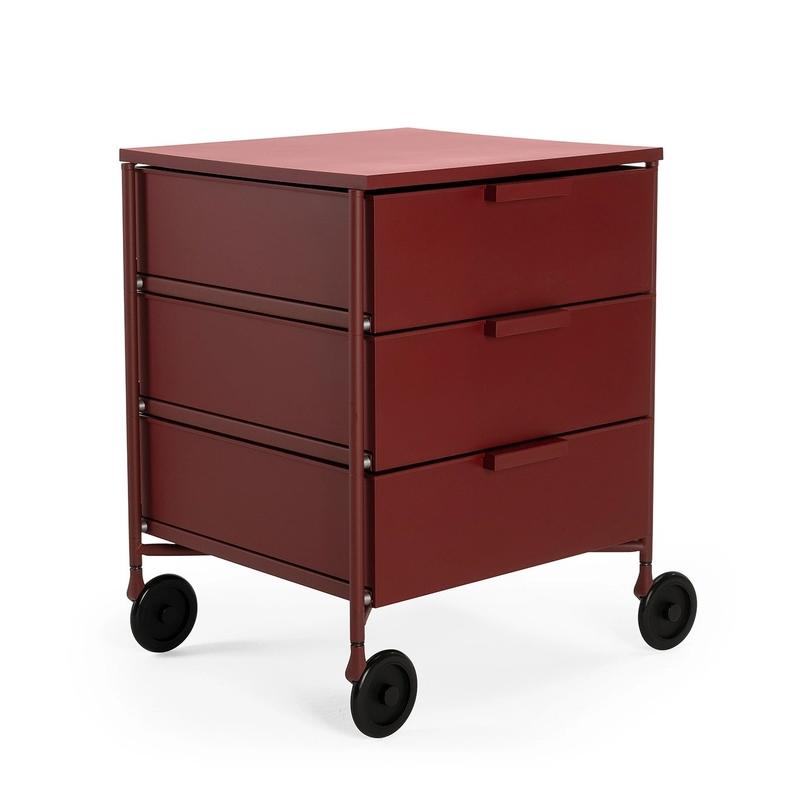 KARTELL meuble avec roues et 3 tiroirs MOBIL MAT (Prune mate - Technopolymère thermoplastique recycl