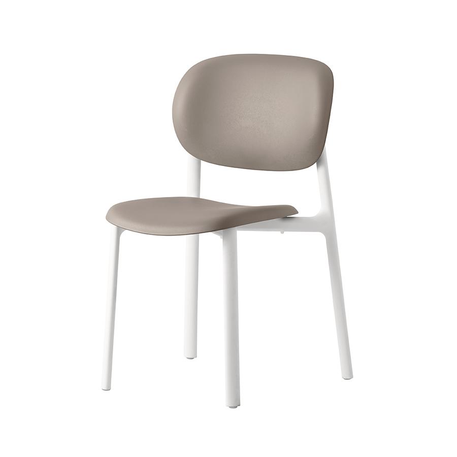 CONNUBIA chaise ZERO CB2151 (Structure blanche, coque gris tourterelle mat - Polipropilene riciclato