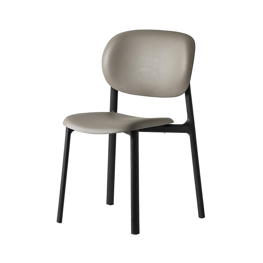 CONNUBIA set de 2 chaises ZERO CB2151 (Structure noire, coque gris tourterelle mat - Polipropilene r