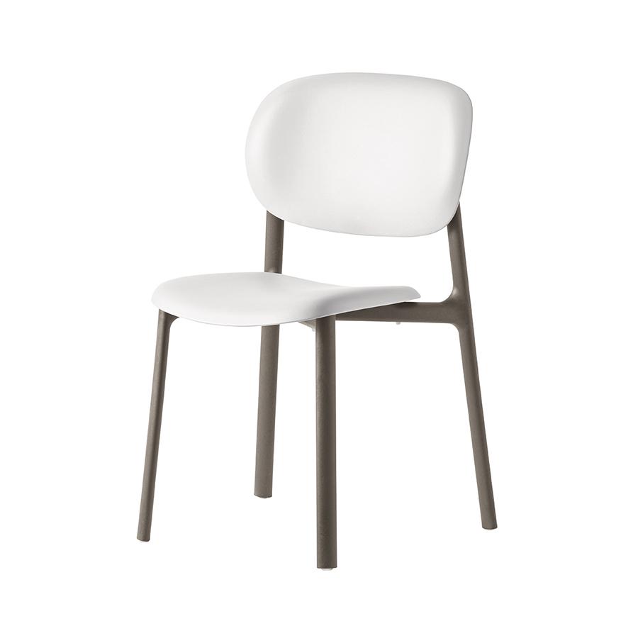 CONNUBIA set de 2 chaises ZERO CB2151 (Structure gris tourterelle, coque blanc optique opaque - Poli