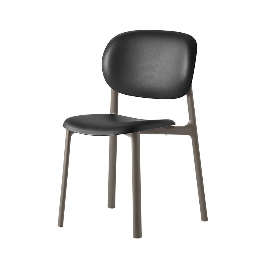 CONNUBIA set de 2 chaises ZERO CB2151 (Structure gris tourterelle, coque noire mate - Polipropilene 