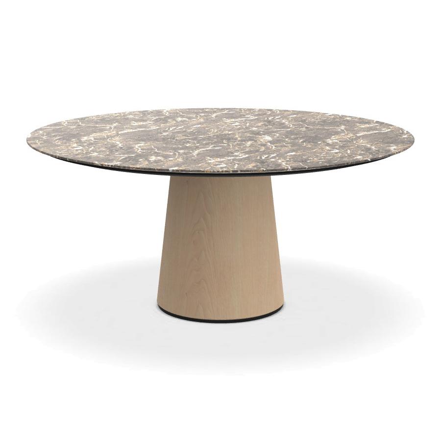 PORRO table ronde fixé avec base en frêne MATERIC Ø 160 cm (Grey Valentine brillant et frêne naturel