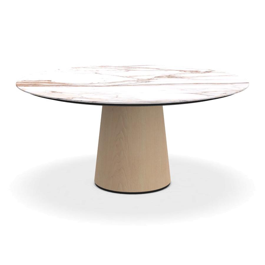 PORRO table ronde fixé avec base en frêne MATERIC Ø 160 cm (Covelano fantastique brillant et frêne n