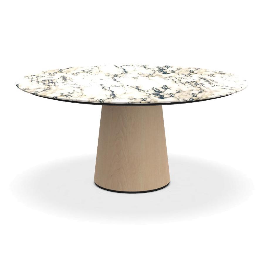 PORRO table ronde fixé avec base en frêne MATERIC Ø 160 cm (Paonazzo brillant et frêne naturel - Mar