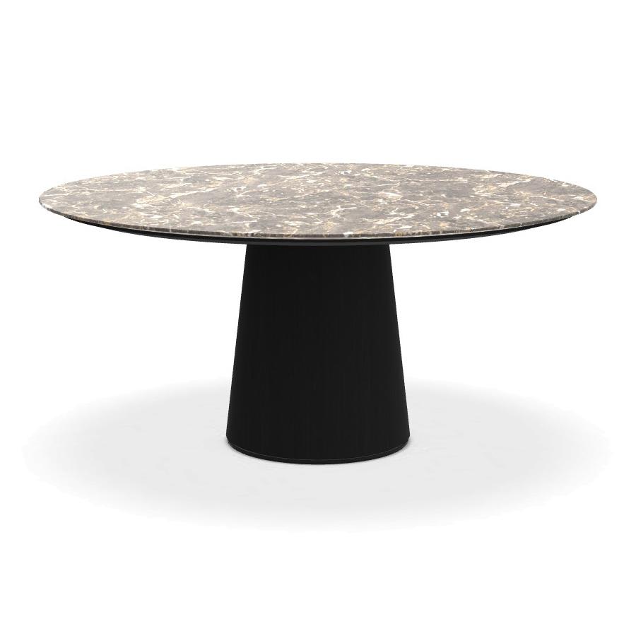 PORRO table ronde fixé avec base en frêne MATERIC Ø 160 cm (Grey Valentine brillant et frêne teinté 