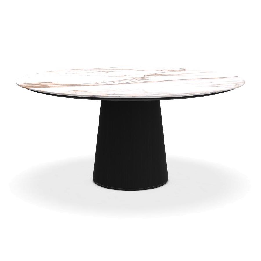 PORRO table ronde fixé avec base en frêne MATERIC Ø 160 cm (Covelano fantastique opaque et frêne tei