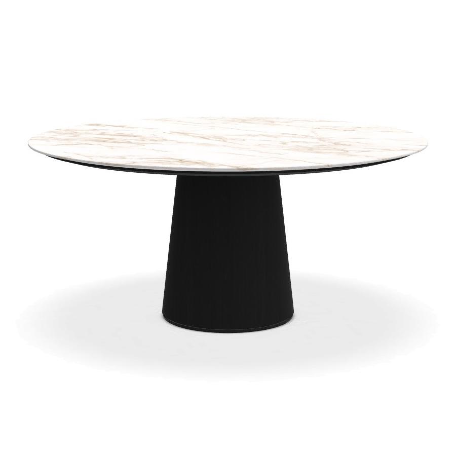 PORRO table ronde fixé avec base en frêne MATERIC Ø 160 cm (Calacatta or brillant et frêne teinté no