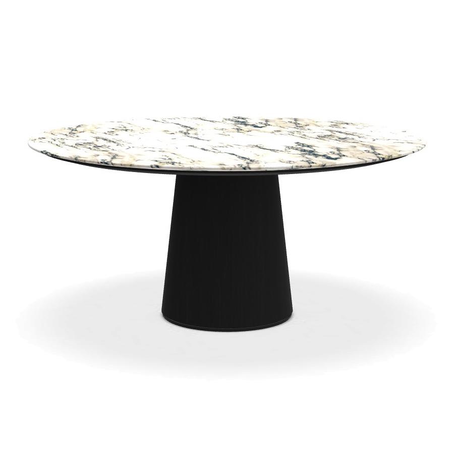 PORRO table ronde fixé avec base en frêne MATERIC Ø 160 cm (Paonazzo opaque et frêne teinté noir - M