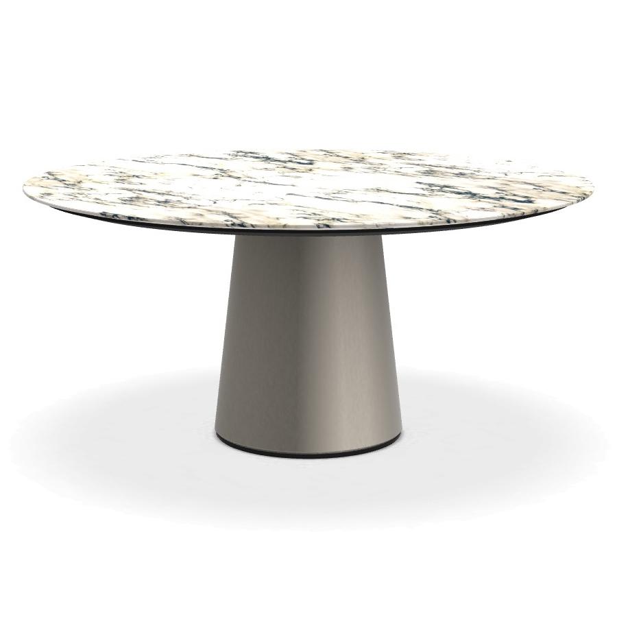 PORRO table ronde fixé avec base en métal MATERIC Ø 160 cm (Paonazzo opaque et inox satiné opaque - 