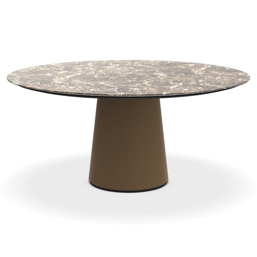 PORRO table ronde fixé avec base en métal MATERIC Ø 160 cm (Grey Valentine opaque et laiton bruni - 