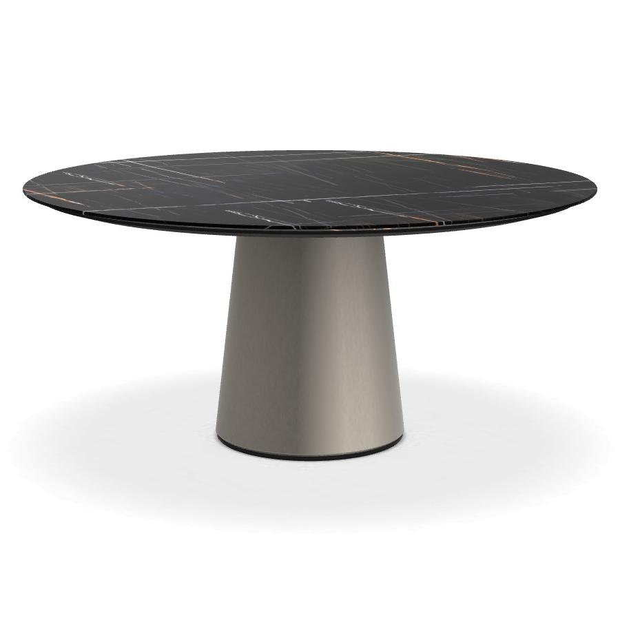 PORRO table ronde fixé avec base en métal MATERIC Ø 160 cm (Sahara noir brillant avec finition polye