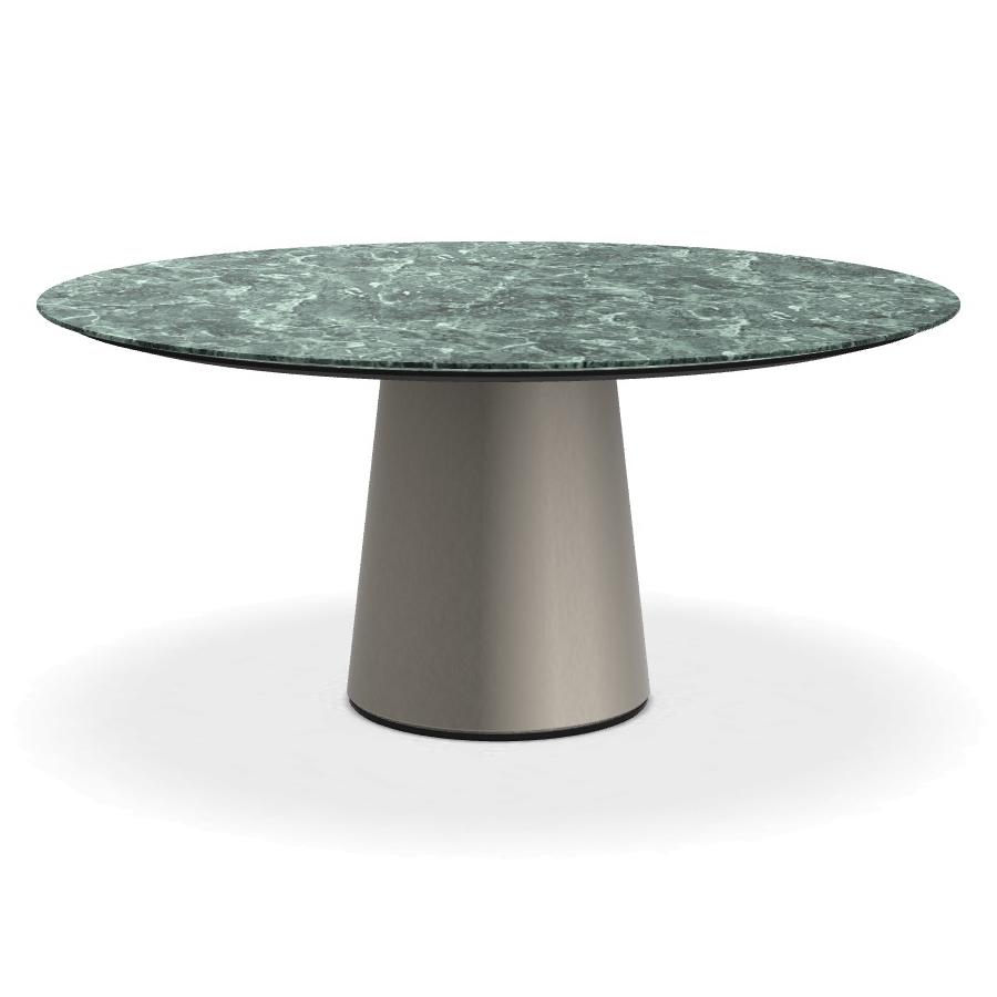 PORRO table ronde fixé avec base en métal MATERIC Ø 160 cm (Vert ramifié brillant et inox satiné opa