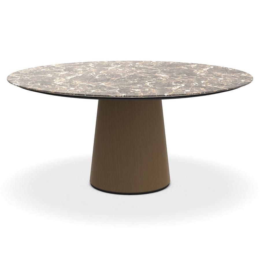 PORRO table ronde fixé avec base en métal MATERIC Ø 160 cm (Grey Valentine brillant et laiton bruni 
