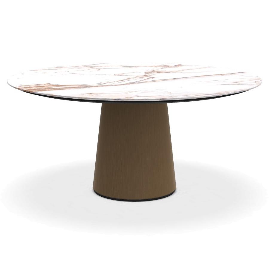 PORRO table ronde fixé avec base en métal MATERIC Ø 160 cm (Covelano fantastique brillant et laiton 