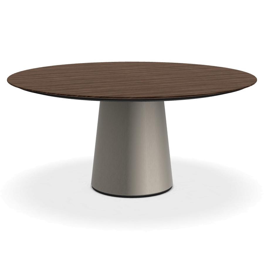 PORRO table ronde fixé avec base en métal MATERIC Ø 160 cm (Mongoi et inox satiné opaque - Cat. Bois