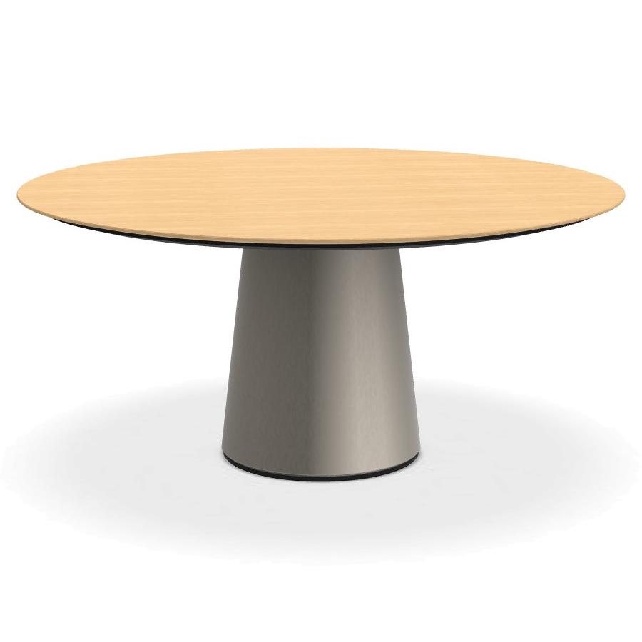 PORRO table ronde fixé avec base en métal MATERIC Ø 160 cm (Hemlock et inox satiné opaque - Cat. Boi