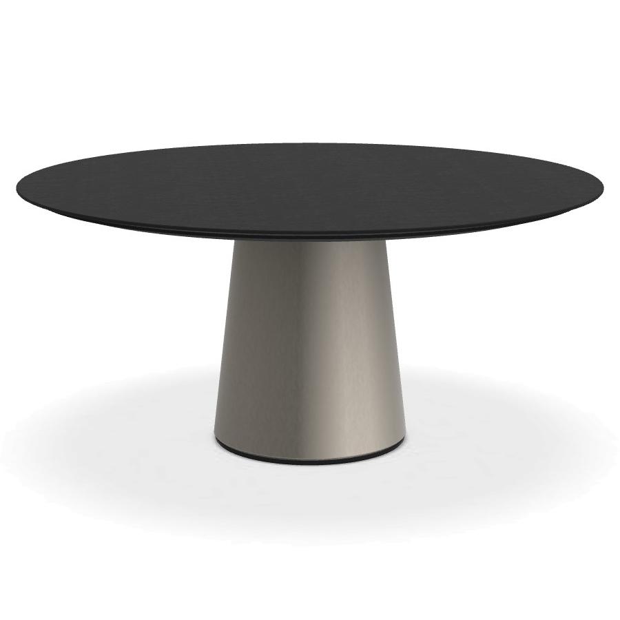PORRO table ronde fixé avec base en métal MATERIC Ø 160 cm (Hemlock teint en noir et inox satiné opa
