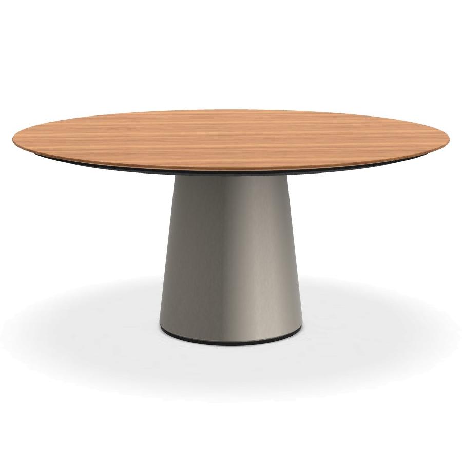 PORRO table ronde fixé avec base en métal MATERIC Ø 160 cm (Cerisier et inox satiné opaque - Cat. Ex