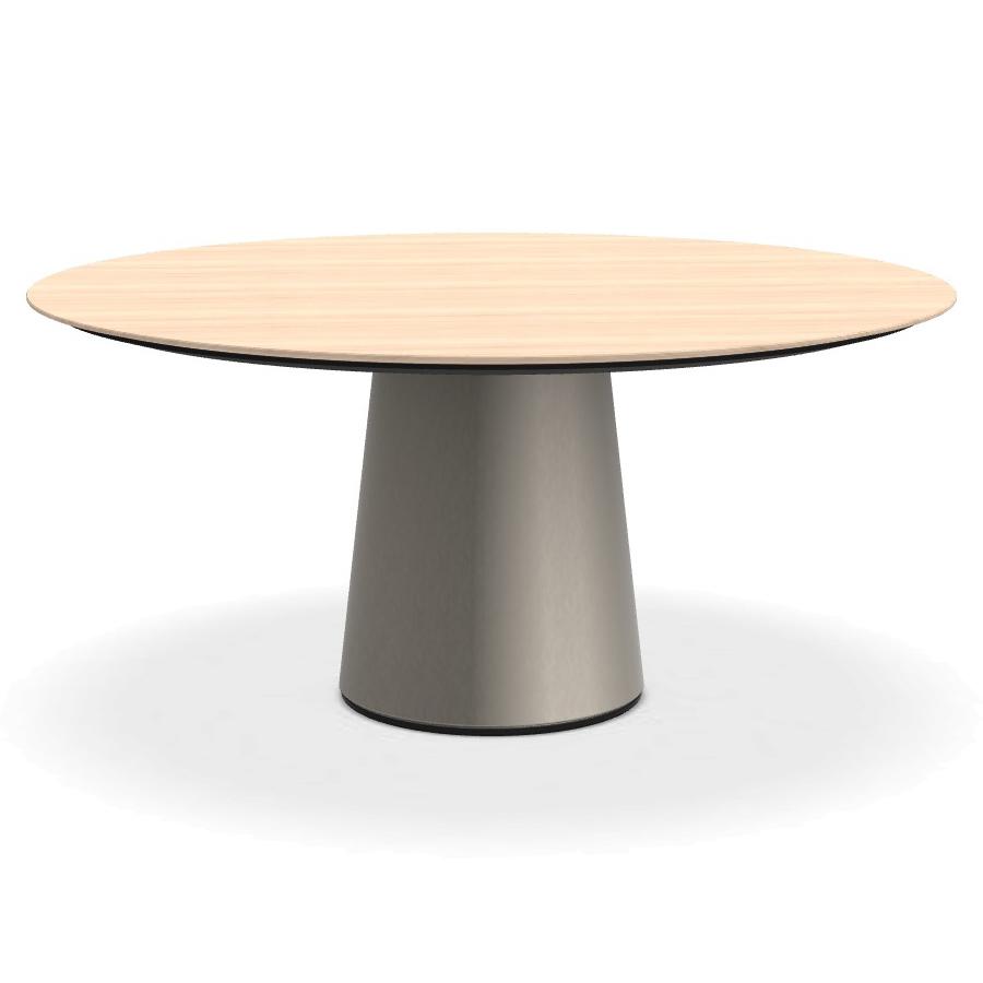 PORRO table ronde fixé avec base en métal MATERIC Ø 160 cm (Cerisier blanc et inox satiné opaque - C