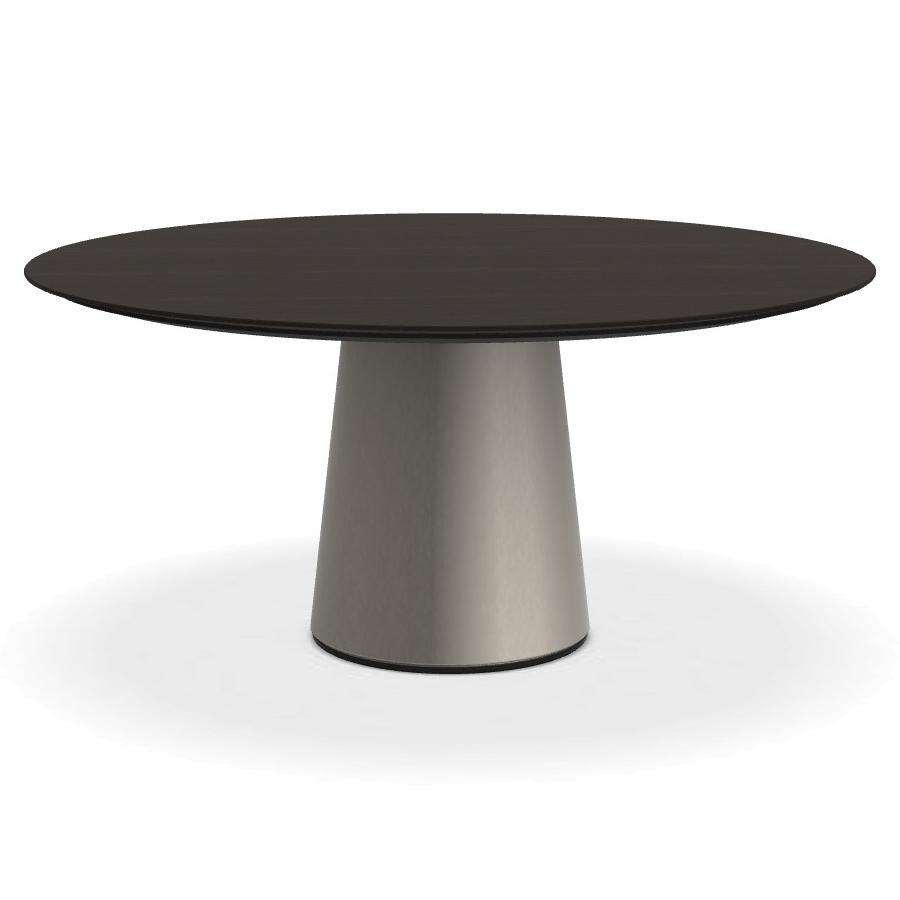 PORRO table ronde fixé avec base en métal MATERIC Ø 160 cm (Chêne traité thermiquement et inox satin