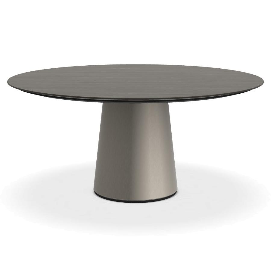 PORRO table ronde fixé avec base en métal MATERIC Ø 160 cm (Chêne barrique et inox satiné opaque - C