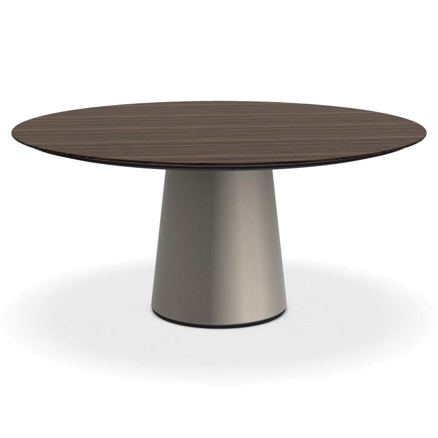 PORRO table ronde fixé avec base en métal MATERIC Ø 160 cm (Pale moon et inox satiné opaque - Cat. B