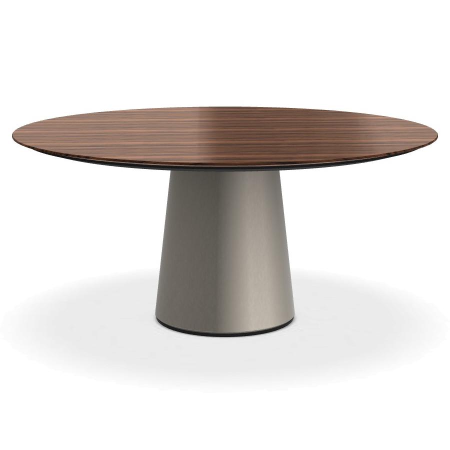 PORRO table ronde fixé avec base en métal MATERIC Ø 160 cm (Palissandro Santos et inox satiné opaque