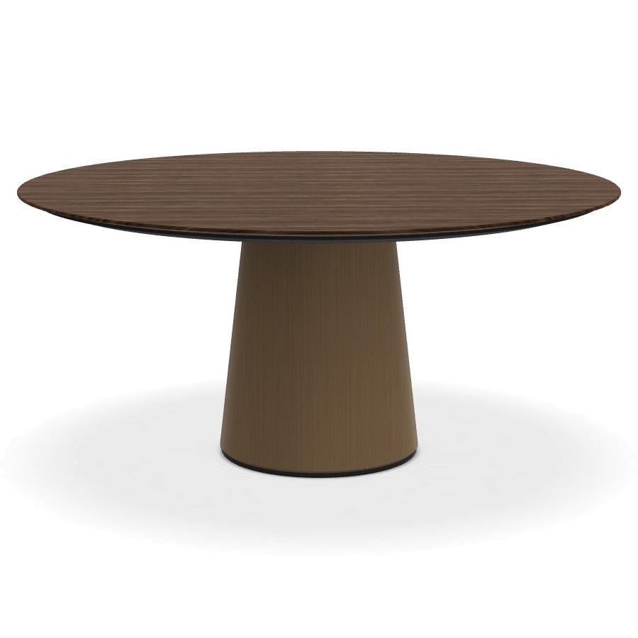 PORRO table ronde fixé avec base en métal MATERIC Ø 160 cm (Mongoi et laiton bruni - Cat. Bois de ba
