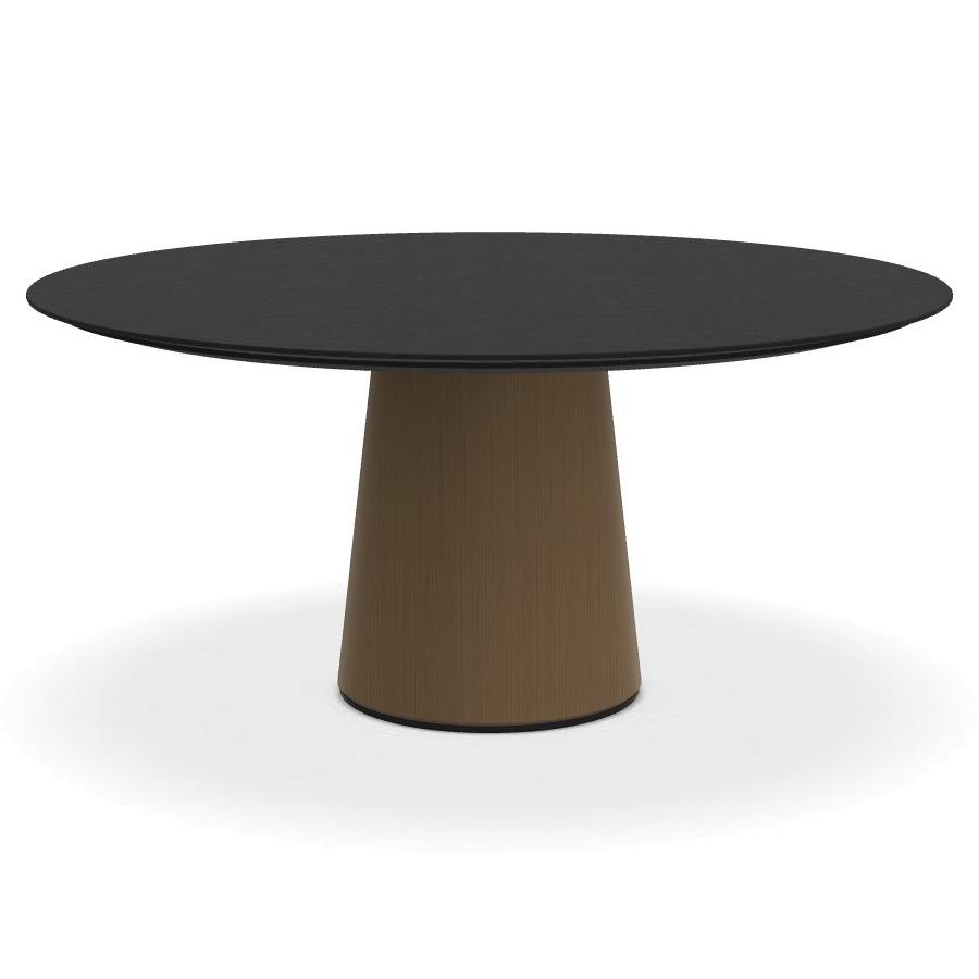 PORRO table ronde fixé avec base en métal MATERIC Ø 160 cm (Hemlock teint en noir et laiton bruni - 