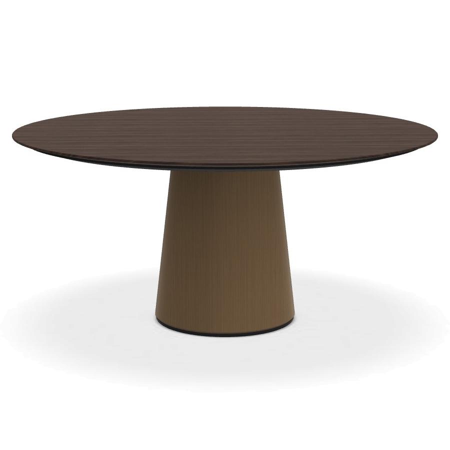 PORRO table ronde fixé avec base en métal MATERIC Ø 160 cm (Eucalyptus et laiton bruni - Cat. Bois d