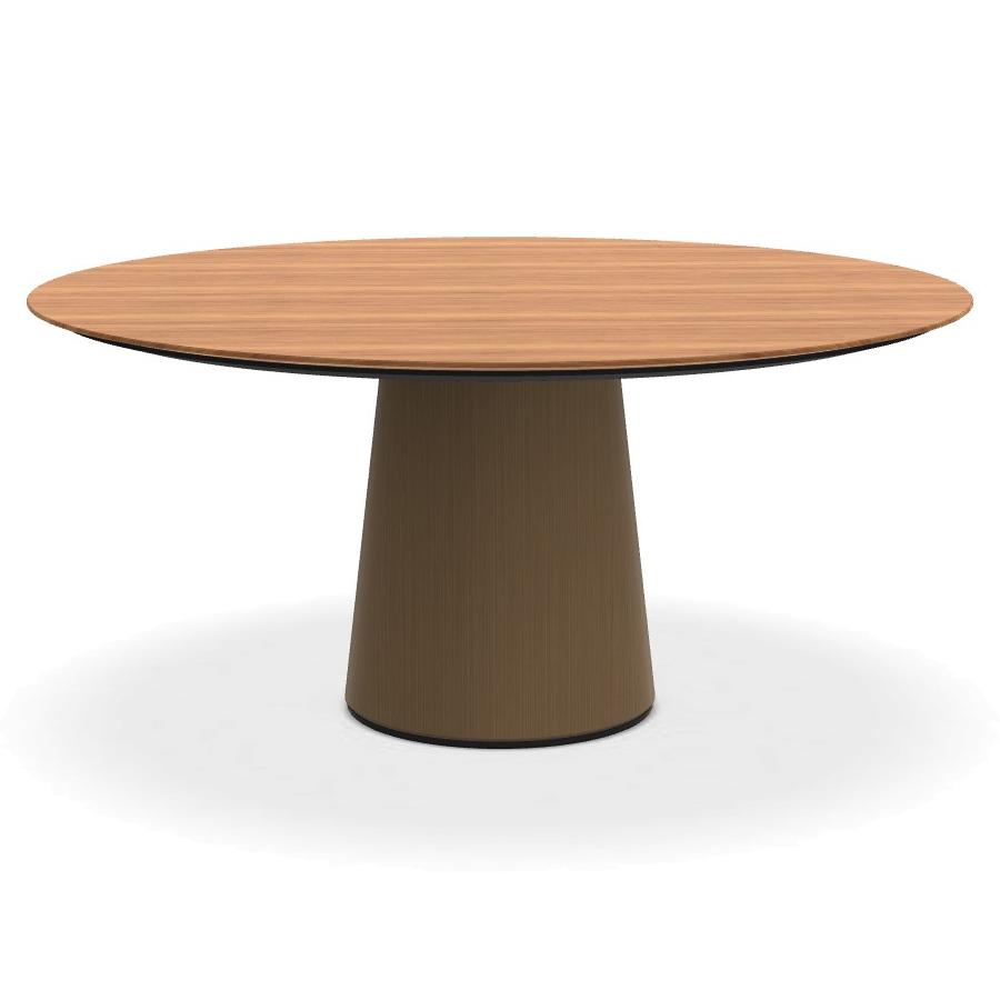 PORRO table ronde fixé avec base en métal MATERIC Ø 160 cm (Cerisier et laiton bruni - Cat. Extra bo