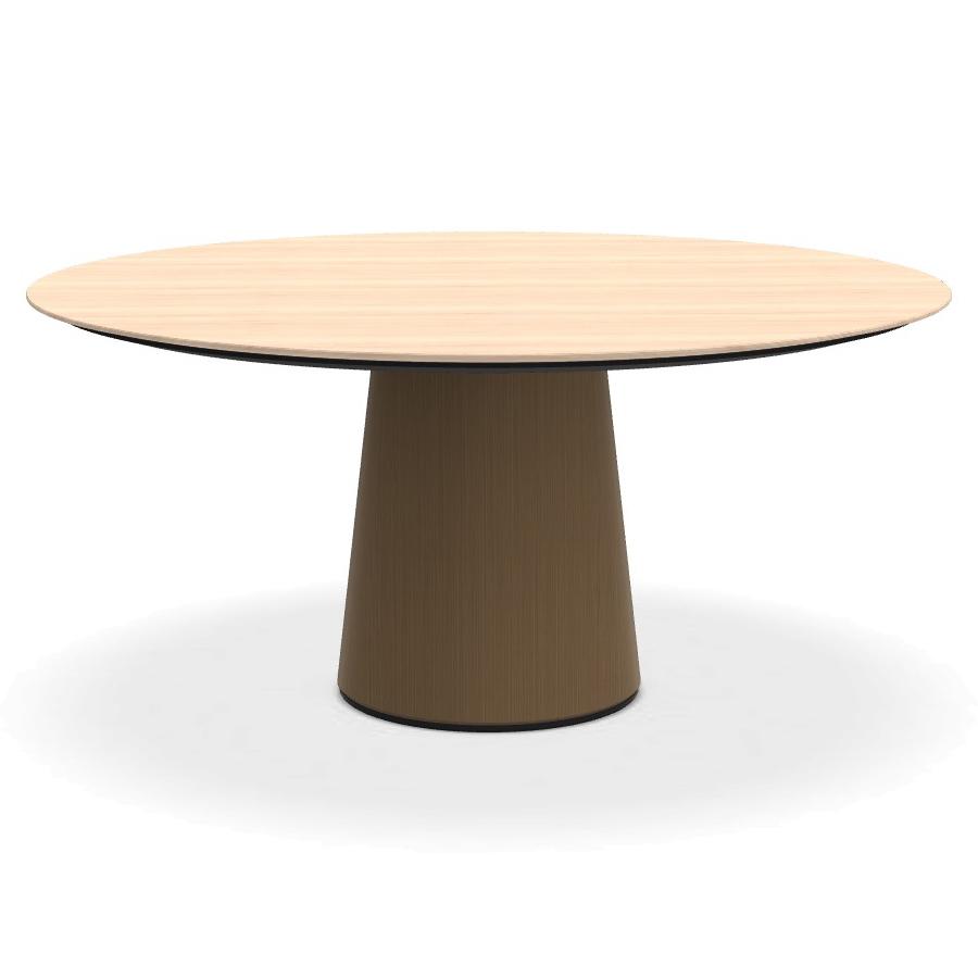 PORRO table ronde fixé avec base en métal MATERIC Ø 160 cm (Cerisier blanc et laiton bruni - Cat. Ex