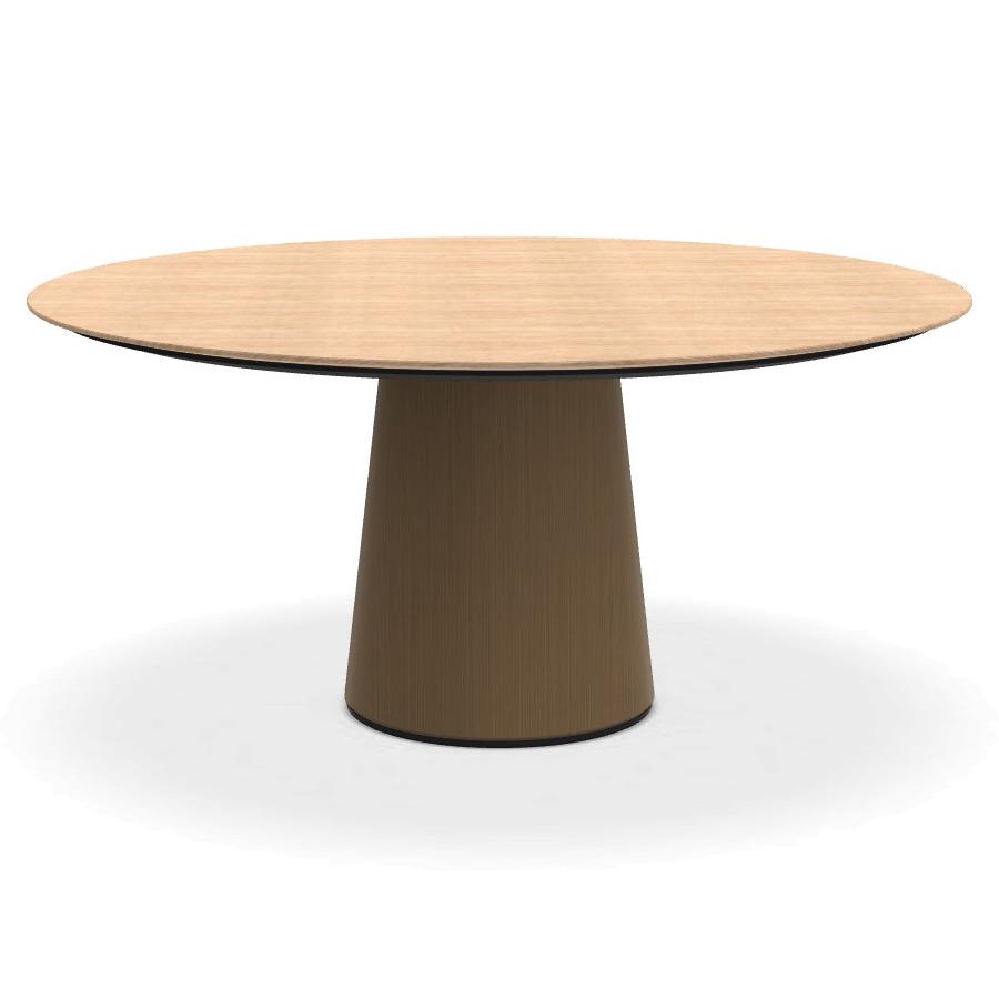 PORRO table ronde fixé avec base en métal MATERIC Ø 160 cm (Chêne et laiton bruni - Cat. Extra bois 