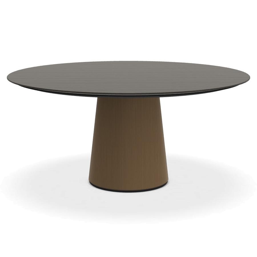 PORRO table ronde fixé avec base en métal MATERIC Ø 160 cm (Chêne barrique et laiton bruni - Cat. Ex