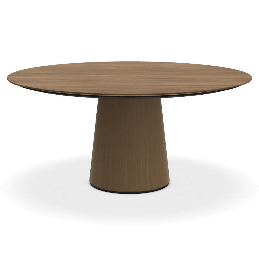 PORRO table ronde fixé avec base en métal MATERIC Ø 160 cm (Orme traité thermiquement et laiton brun