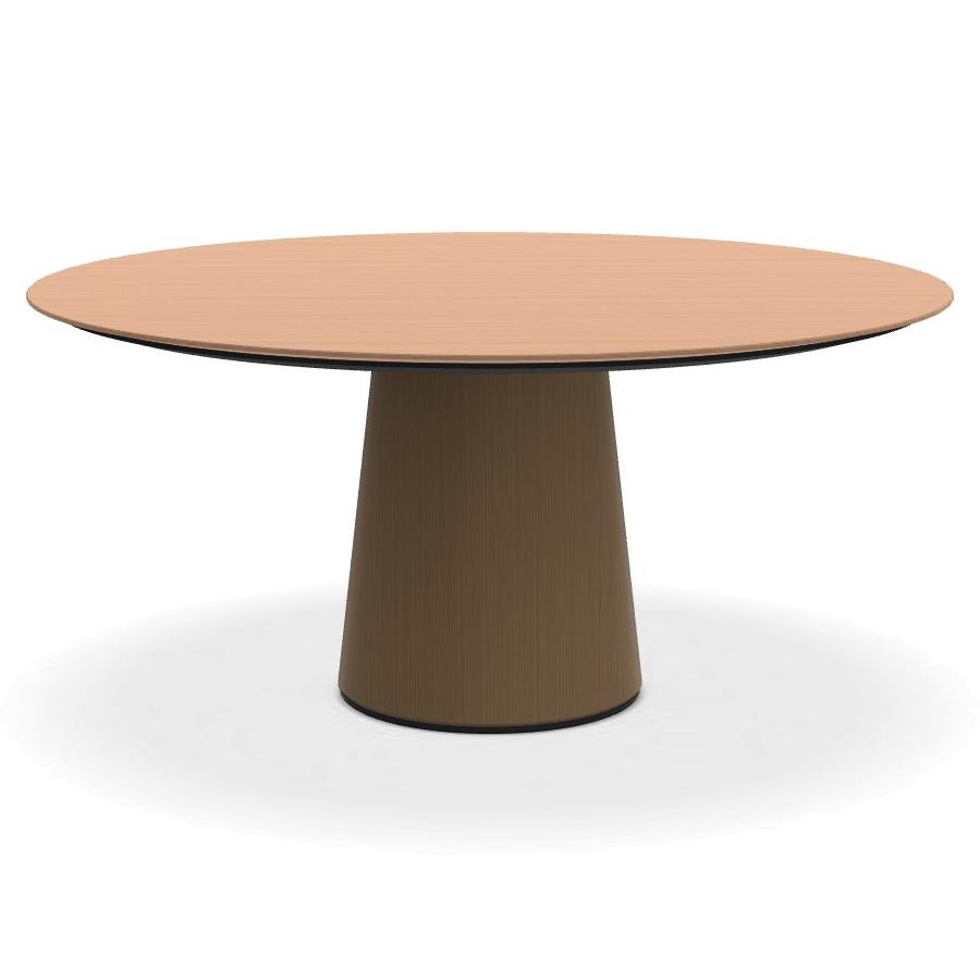 PORRO table ronde fixé avec base en métal MATERIC Ø 160 cm (Noyer national et laiton bruni - Cat. Bo