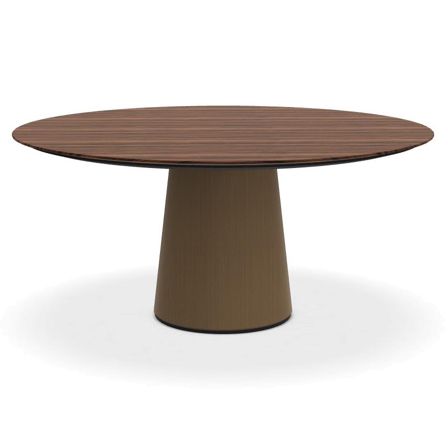 PORRO table ronde fixé avec base en métal MATERIC Ø 160 cm (Palissandro Santos et laiton bruni - Cat