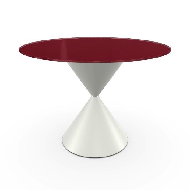 MIDJ table ronde CLESSIDRA Ø 100 cm (Cat. GVB - Plateau en verre et base en métal)