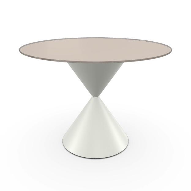 MIDJ table ronde CLESSIDRA Ø 100 cm (Cat. GVC - Plateau en verre et base en métal)