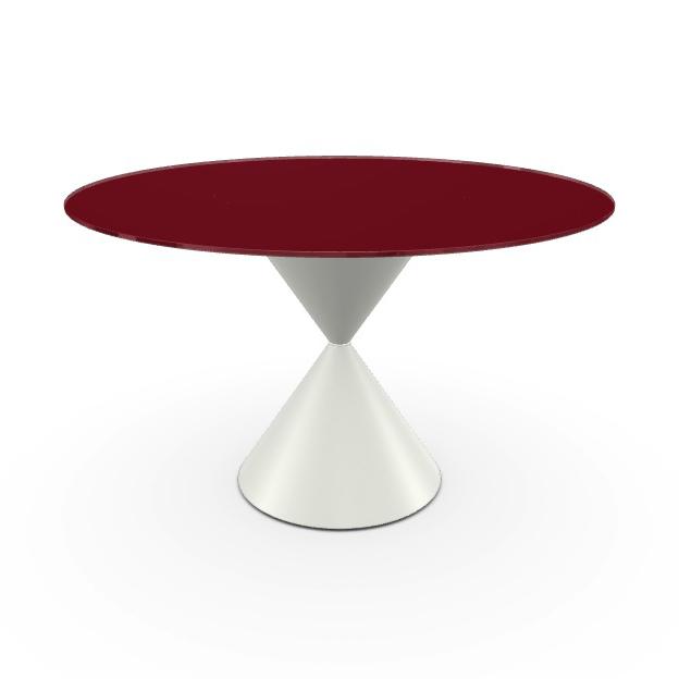 MIDJ table ronde CLESSIDRA Ø 120 cm (Cat. GVB - Plateau en verre et base en métal)