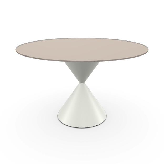 MIDJ table ronde CLESSIDRA Ø 120 cm (Cat. GVC - Plateau en verre et base en métal)