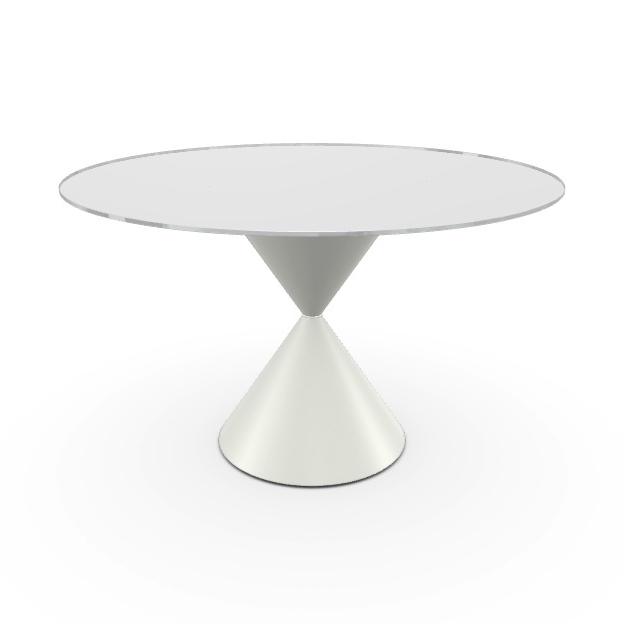 MIDJ table ronde CLESSIDRA Ø 120 cm (Cat. GVD - Plateau en verre et base en métal)