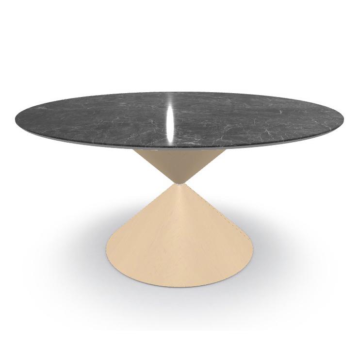 MIDJ table ronde CLESSIDRA Ø 150 cm (Cat. GMA - Plateau en céramique et base plaqué)
