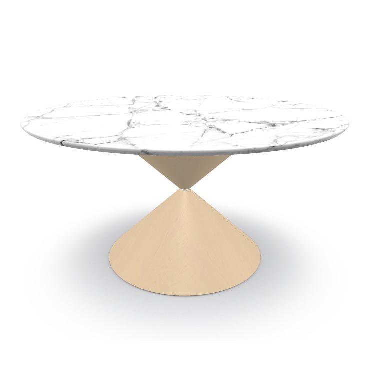 MIDJ table ronde CLESSIDRA Ø 150 cm (Cat. GMM - Plateau en marbre et base plaqué)